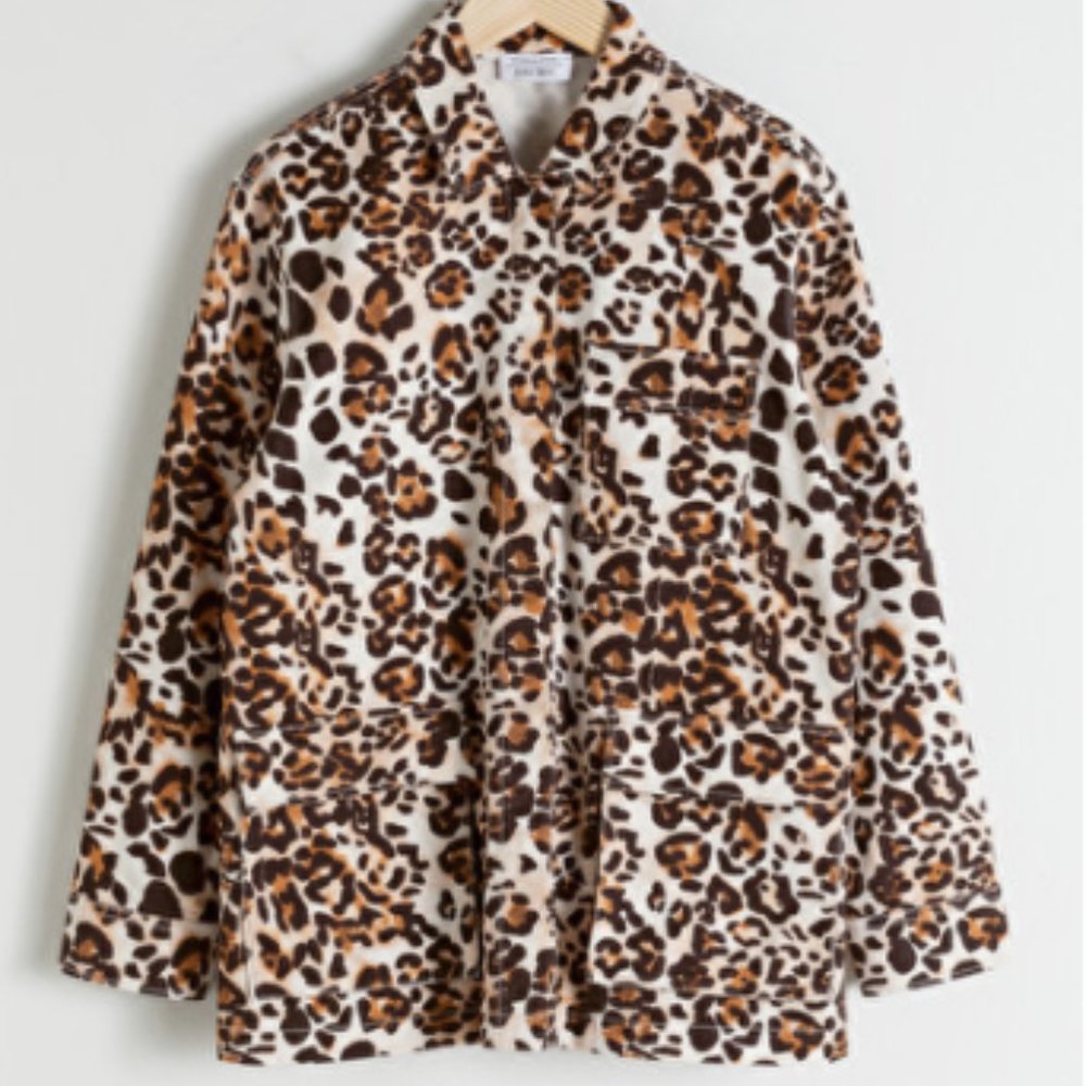 & Other Stories Jaguar Print Cotton Workwear Jacket, Size 4, NWT